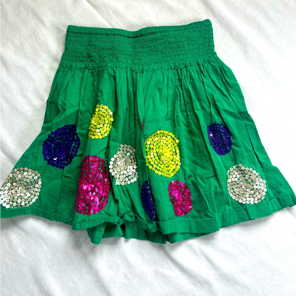 Mini Boden Green Skirt with Colorful Sequins Girls Size 11-12Y